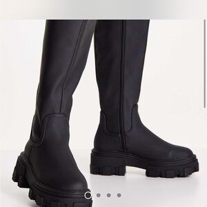 ASOS Black Knee-High Chunky Boots